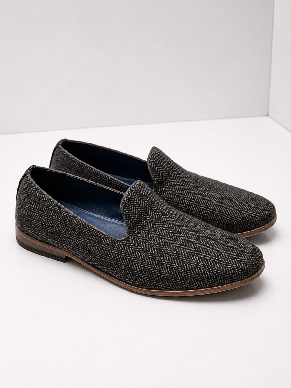Vintage Y2K Steve Madden Herringbone Tweed Smoking Loafers Men’s Size 12